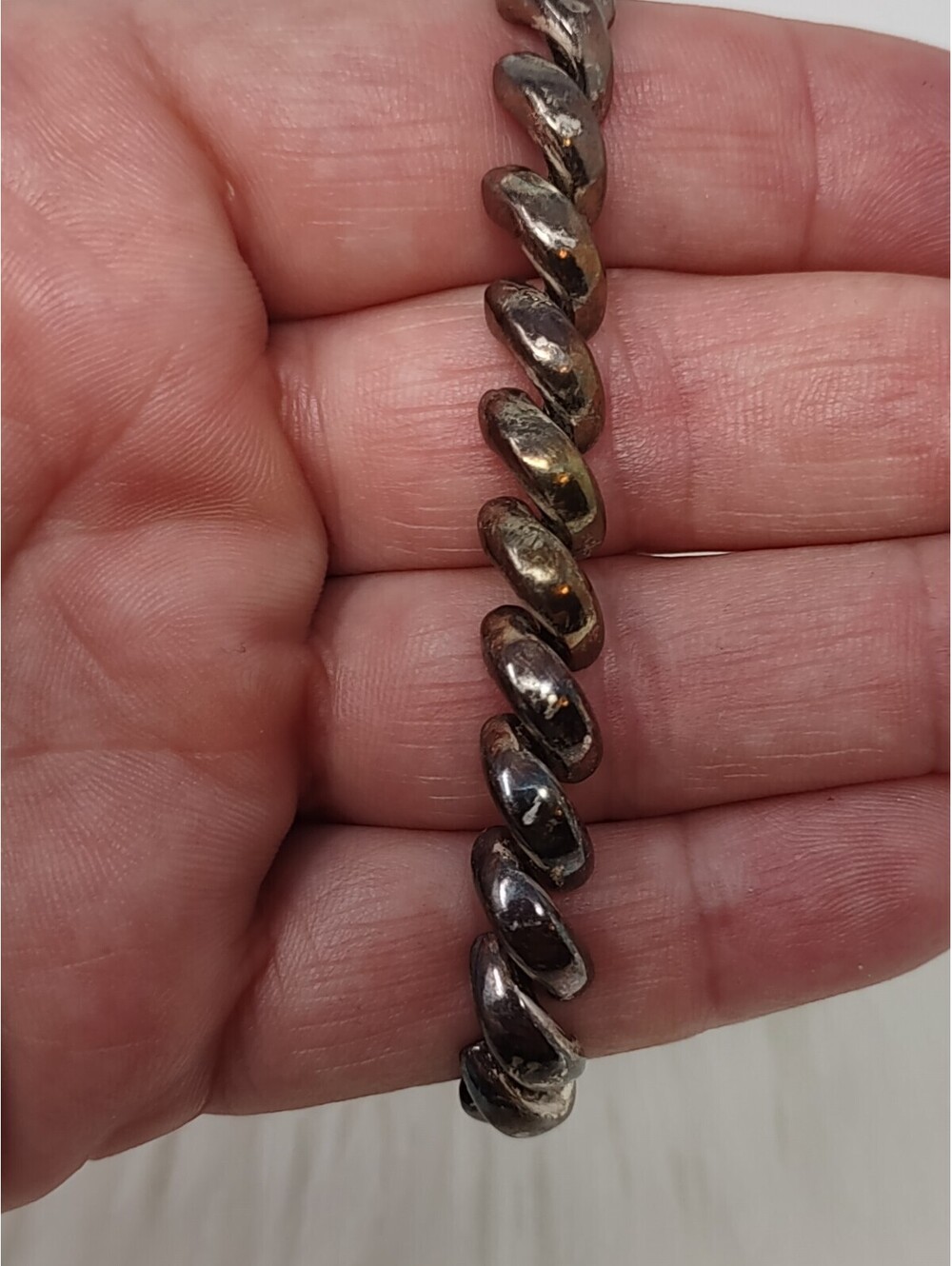 Sterling Silver Italy Chunky Twisted Link Bracelet 7" 16 g